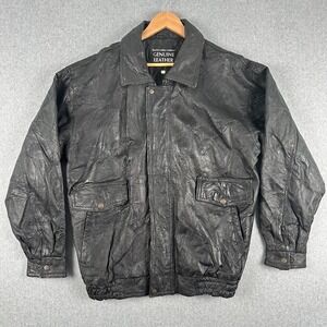Napoline Leather Outfitters Mens Genuine Leather Bomber Jacket XL Black Pilot